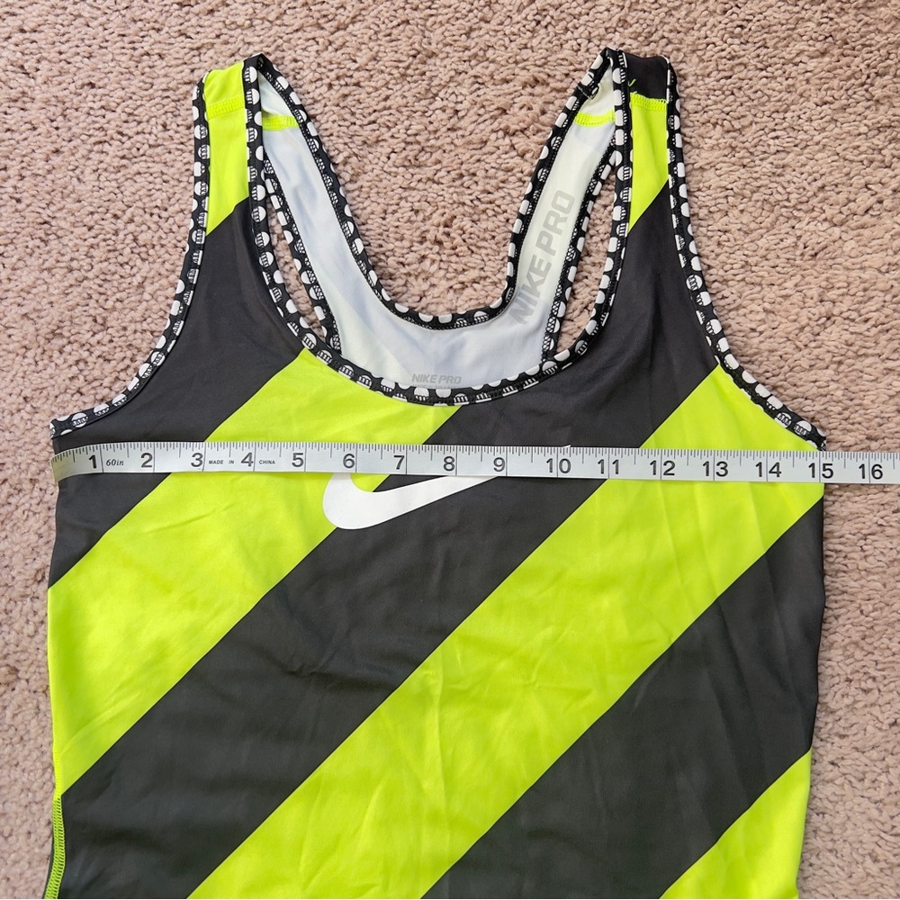 Nike Pro DRI-FIT Black Yellow Striped Fitted Athletic Tank Top Women’s Size S - Picture 5 of 11